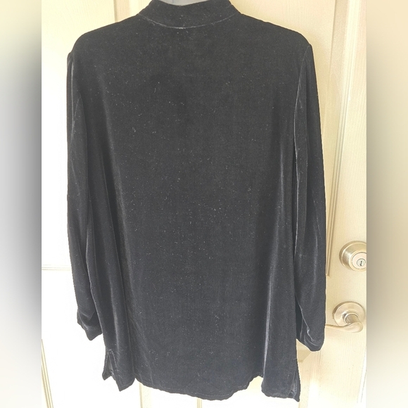 VTG Gap Velvet Tunic Top Women Sz L Black Button Up Long Sleeve Y2k 90s - Picture 9 of 10